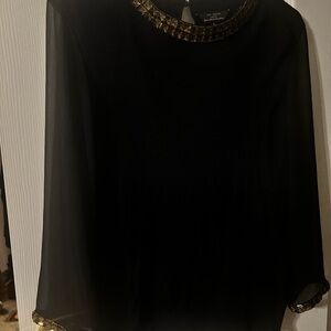 Ted Baker Black Blouse with Gold Details